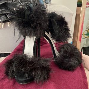 Black fur heels